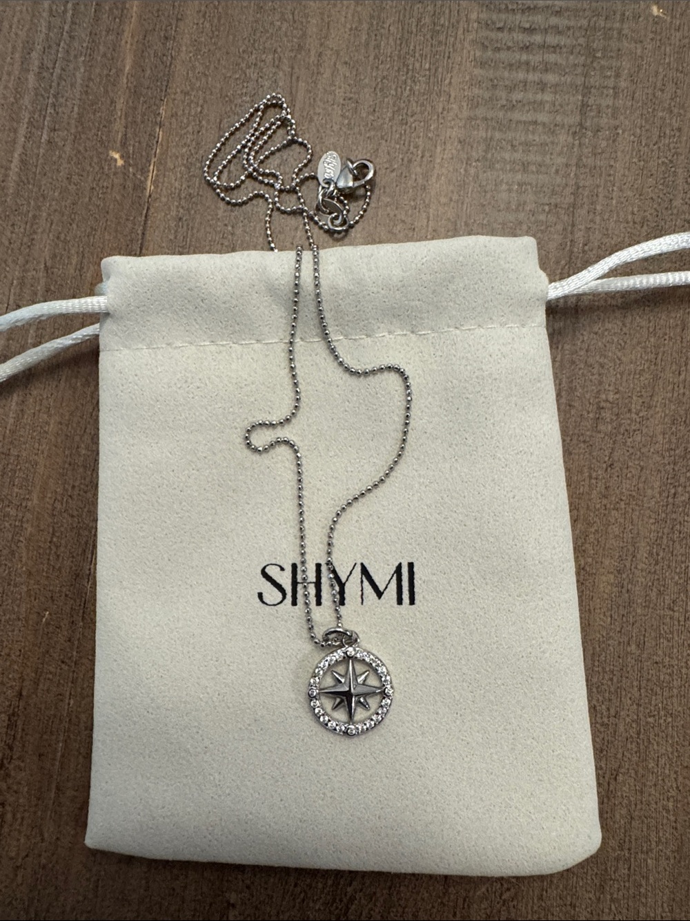 SHYMI Silver Compass Pendant Necklace